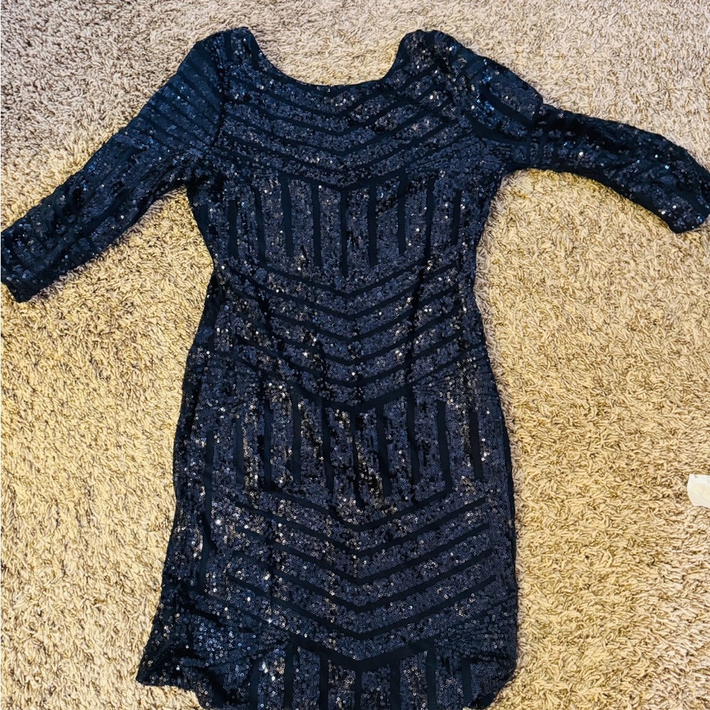 Elegant Blue Sequin Dress